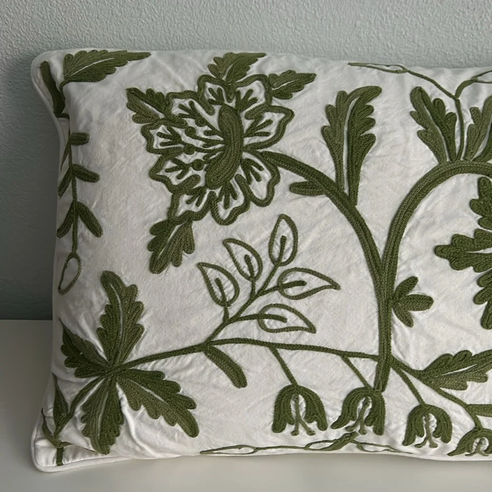 Pottery Barn Embroidered Pillow Cover + Restoration Hardware Pillow